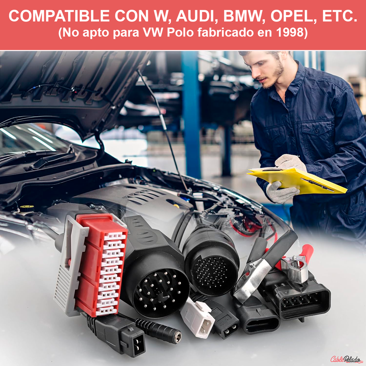Juego de cables conectores de diagnostico OBD Coche  Negro