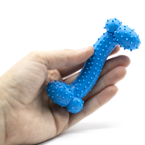 Juguete hueso perros morder caucho 10 cm Azul