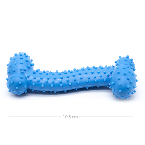Juguete hueso perros morder caucho 10 cm Azul