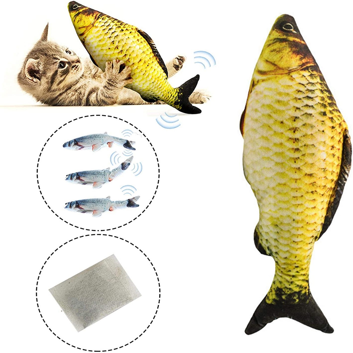 Juguete pez para gato interactivo  Dorado