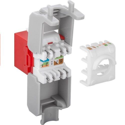 Keystone RJ45 hembra a TIA 568A/B Cat 6 UTP  Rojo