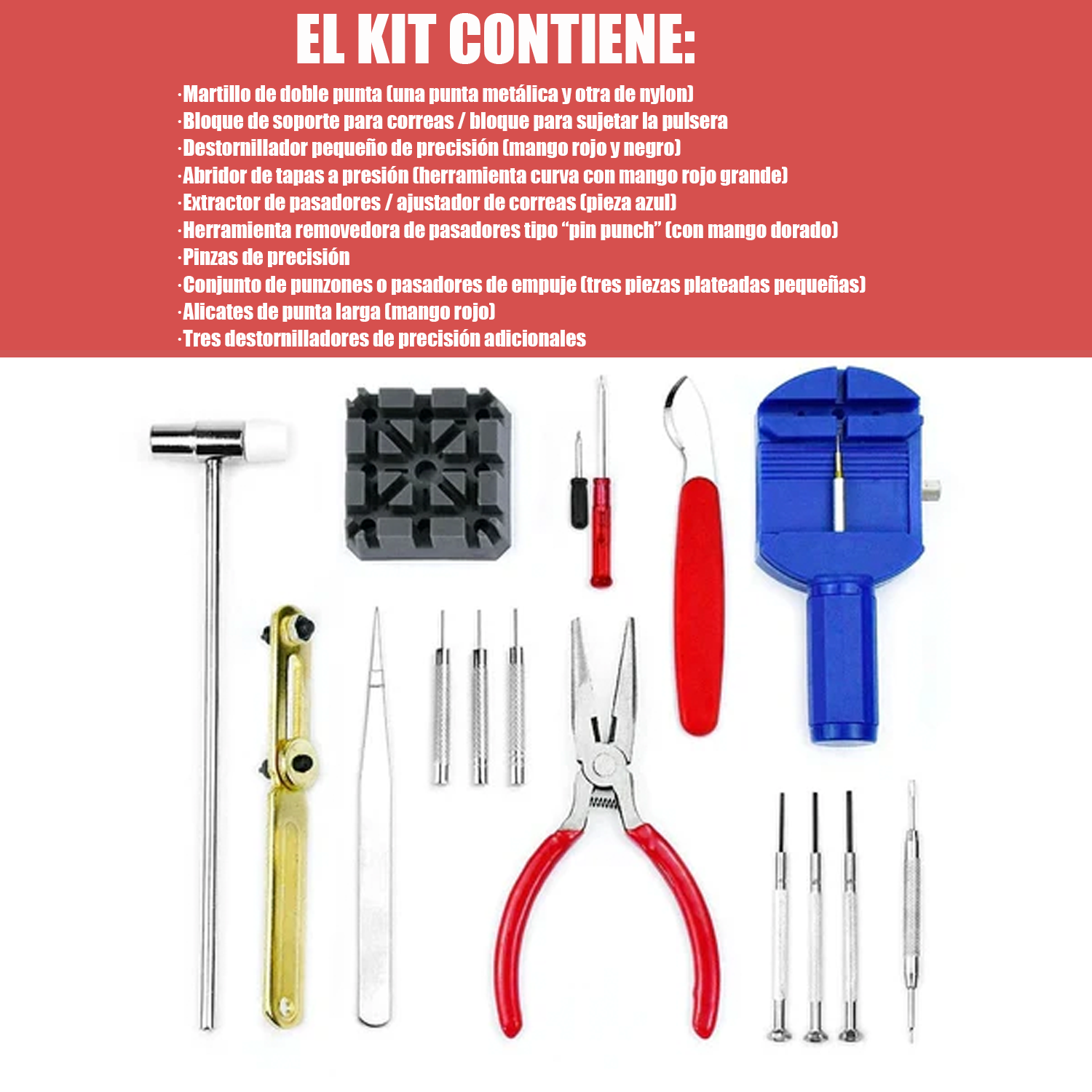 Kit 16 herramientas de relojero para reparar reloj