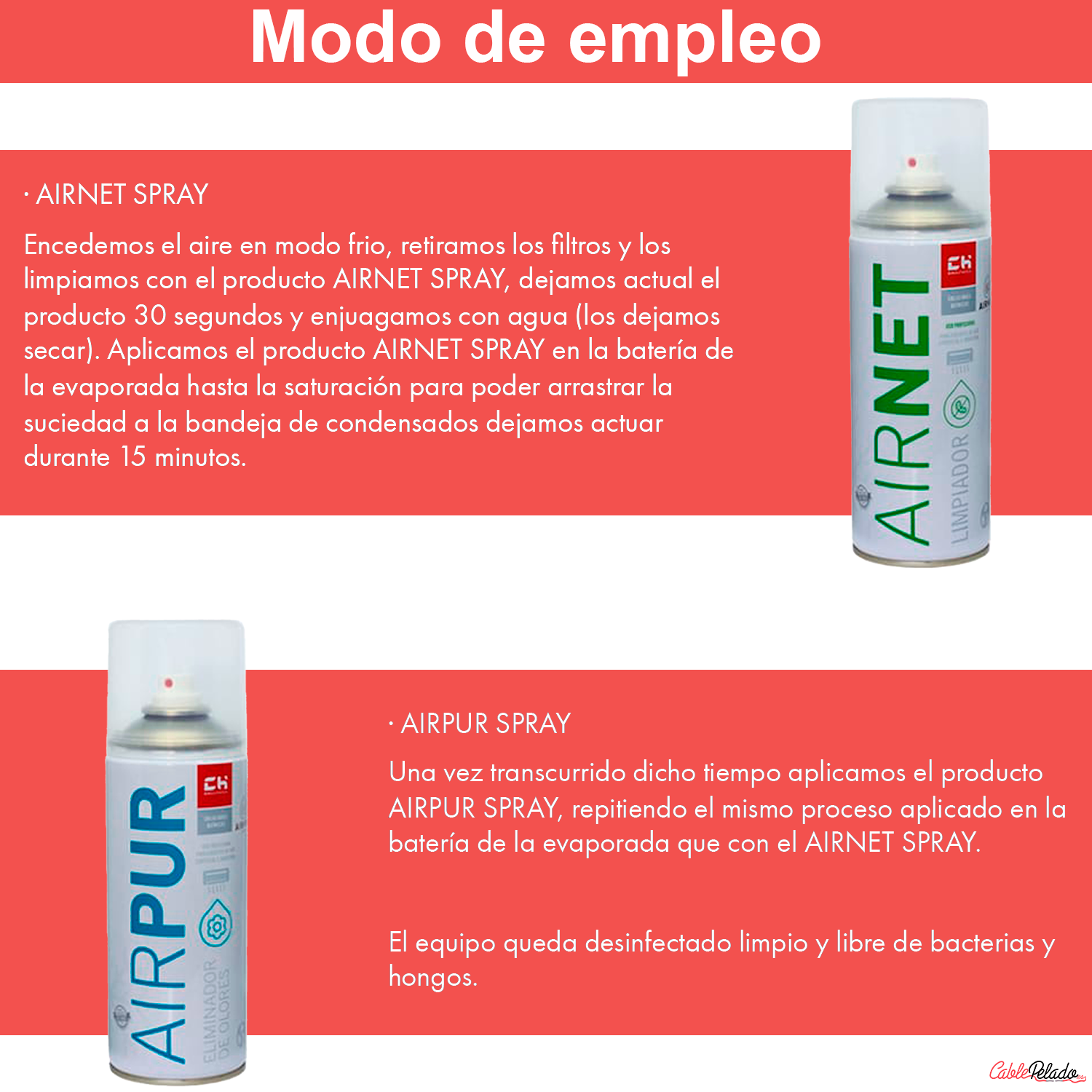 KIT AIRNET & AIRPUR SPRAY Tratamiento Bactericida-Fungicida-Eliminador de Olores para Sistemas de HV