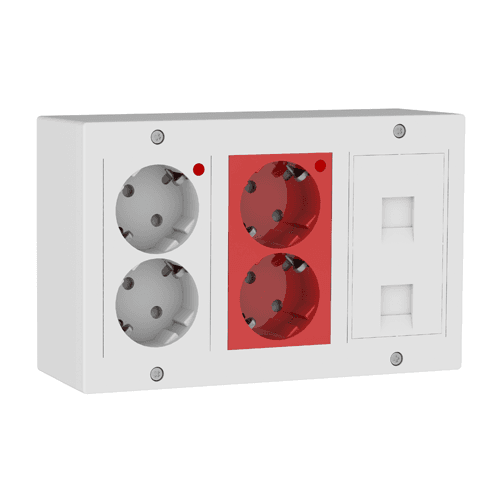 Kit puesto trabajo electrico 4 schukos y 2 RJ45  Blanco