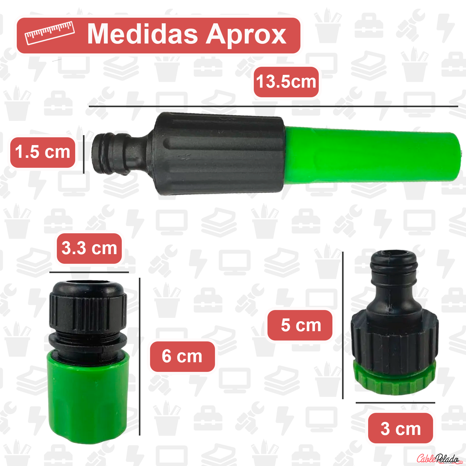 Kit Pisola De Riego Pulverizador Con 3 Adaptadores  Verde
