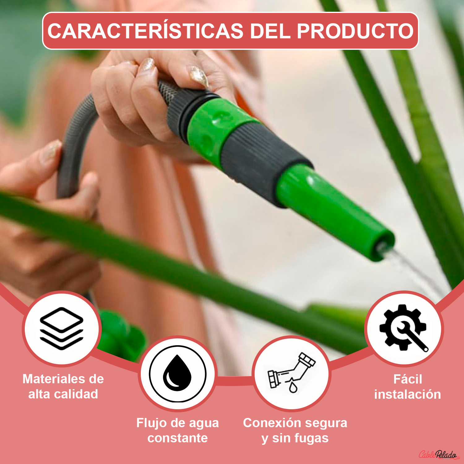 Kit Pisola De Riego Pulverizador Con 3 Adaptadores  Verde