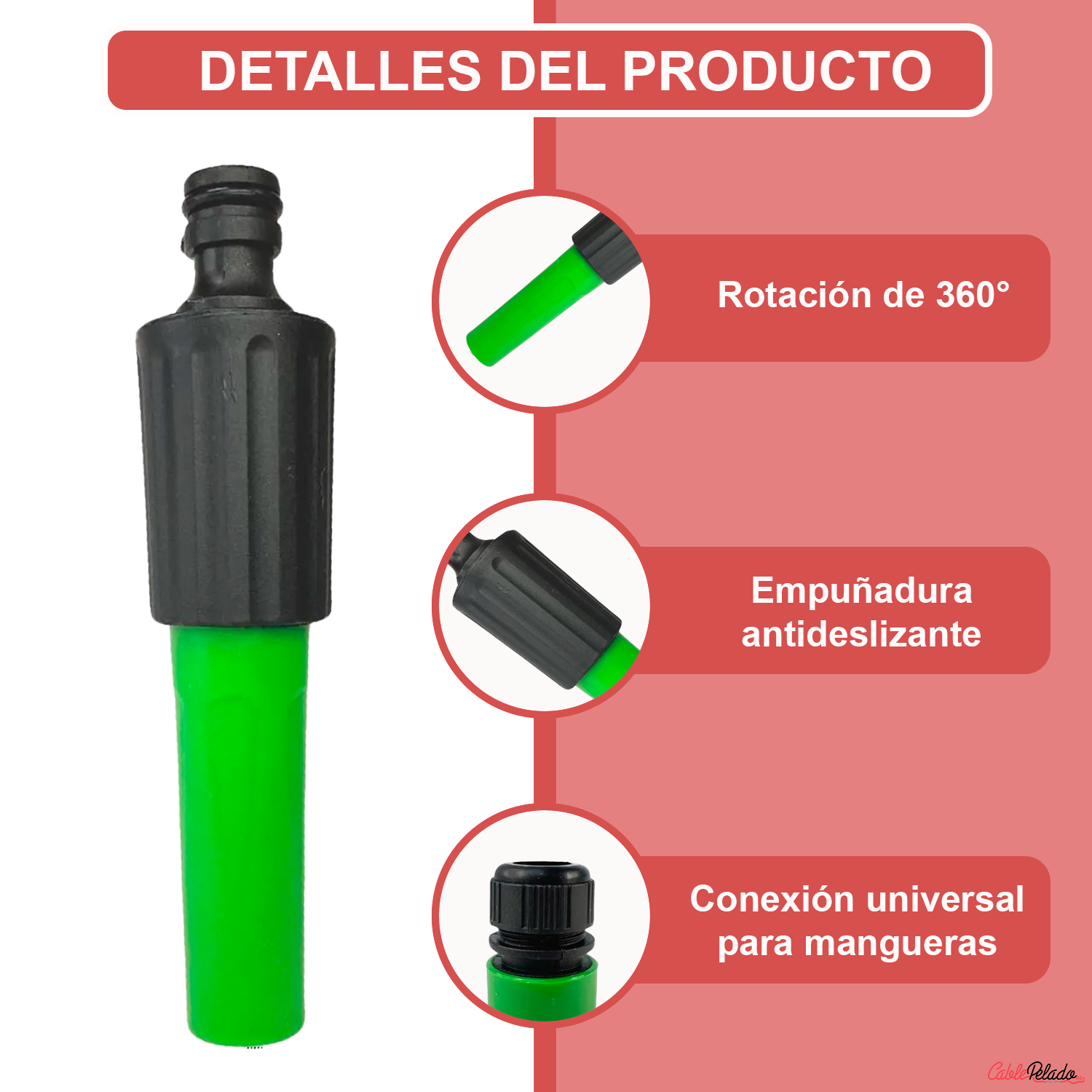 Kit Pisola De Riego Pulverizador Con 3 Adaptadores  Verde