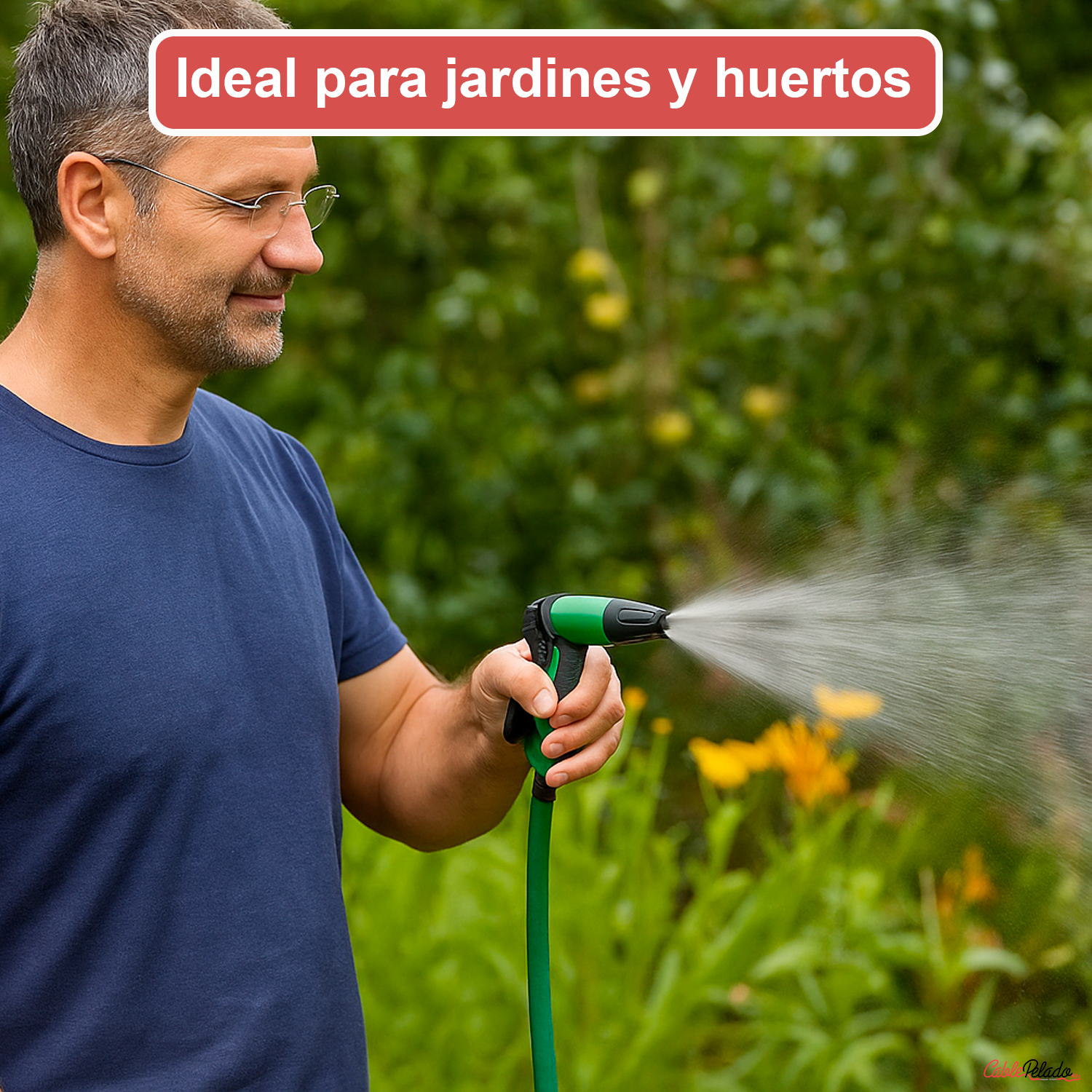 Kit Pisola De Riego Regulable 1 Modo Con 3 Adaptadores  Verde