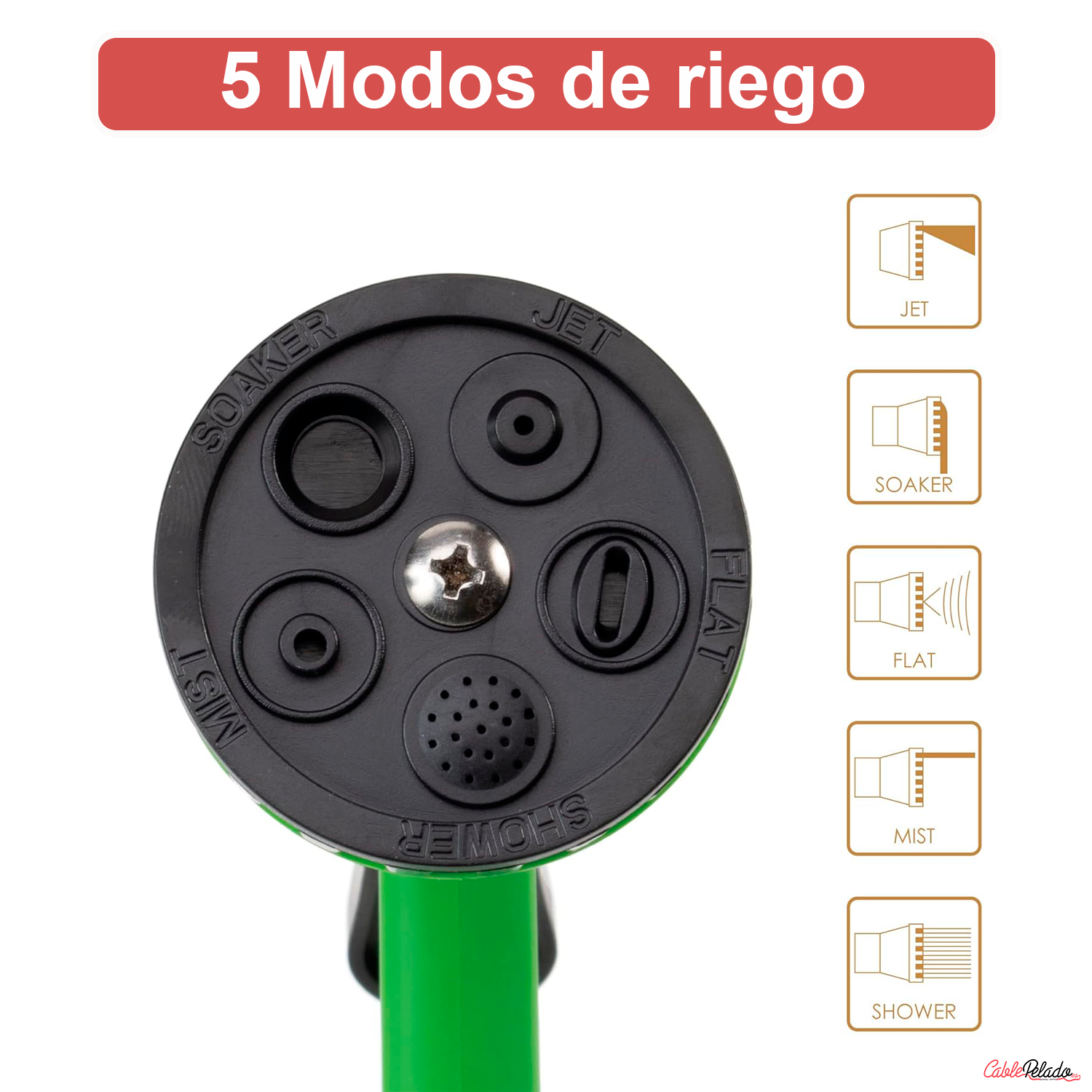 Kit Pistola De Riego Regulable Con 3 Adaptadores V2  Verde