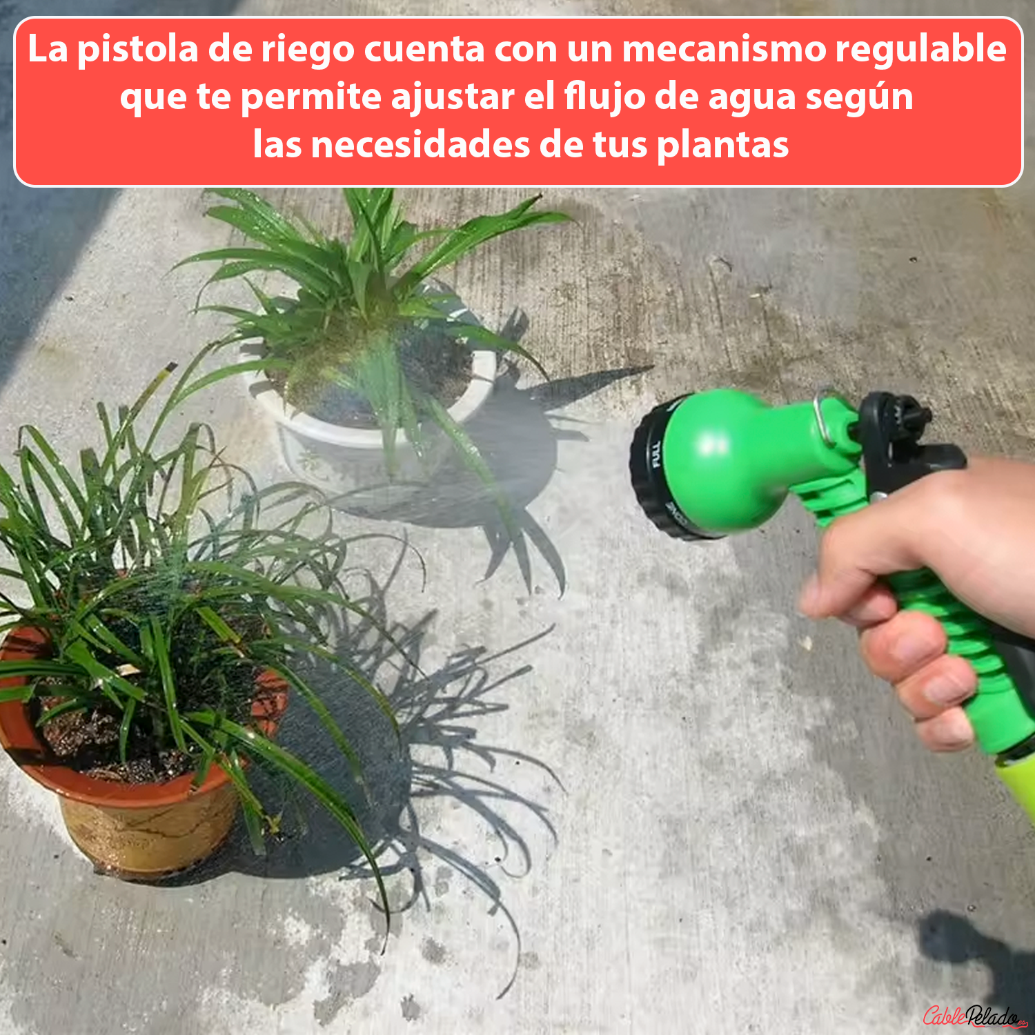 Kit Pistola De Riego Regulable Con 3 Adaptadores  Verde