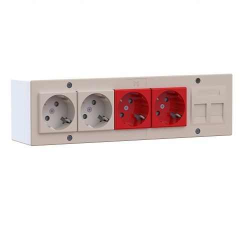 Kit puesto trabajo electrico 4 schukos y 2 RJ45 v3  Blanco