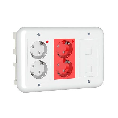 Kit puesto trabajo empotrar 4 schukos y 2 RJ45  Blanco