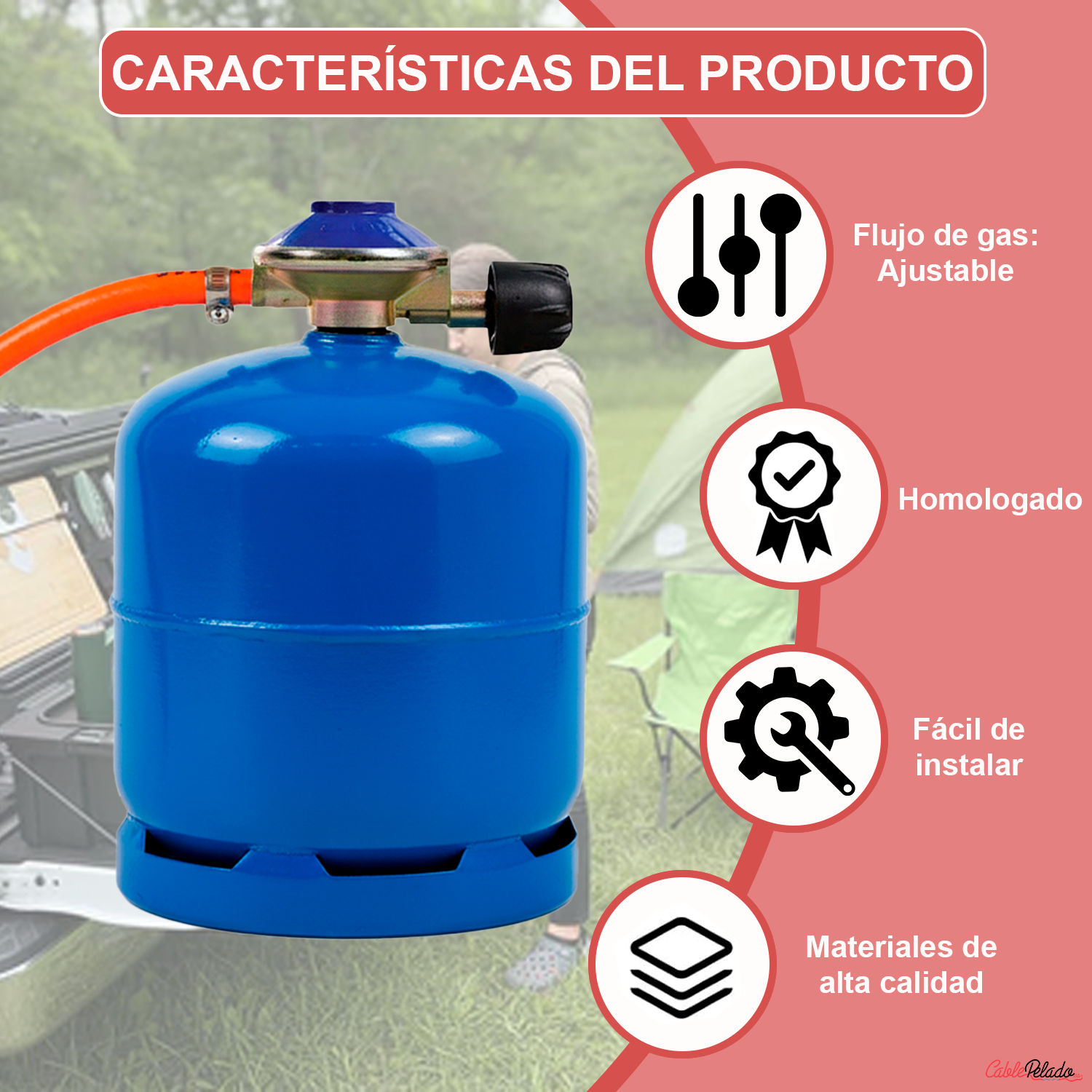 Kit Regulador De Gas Para Bombona Camping Y Tubo 1.5 Metros