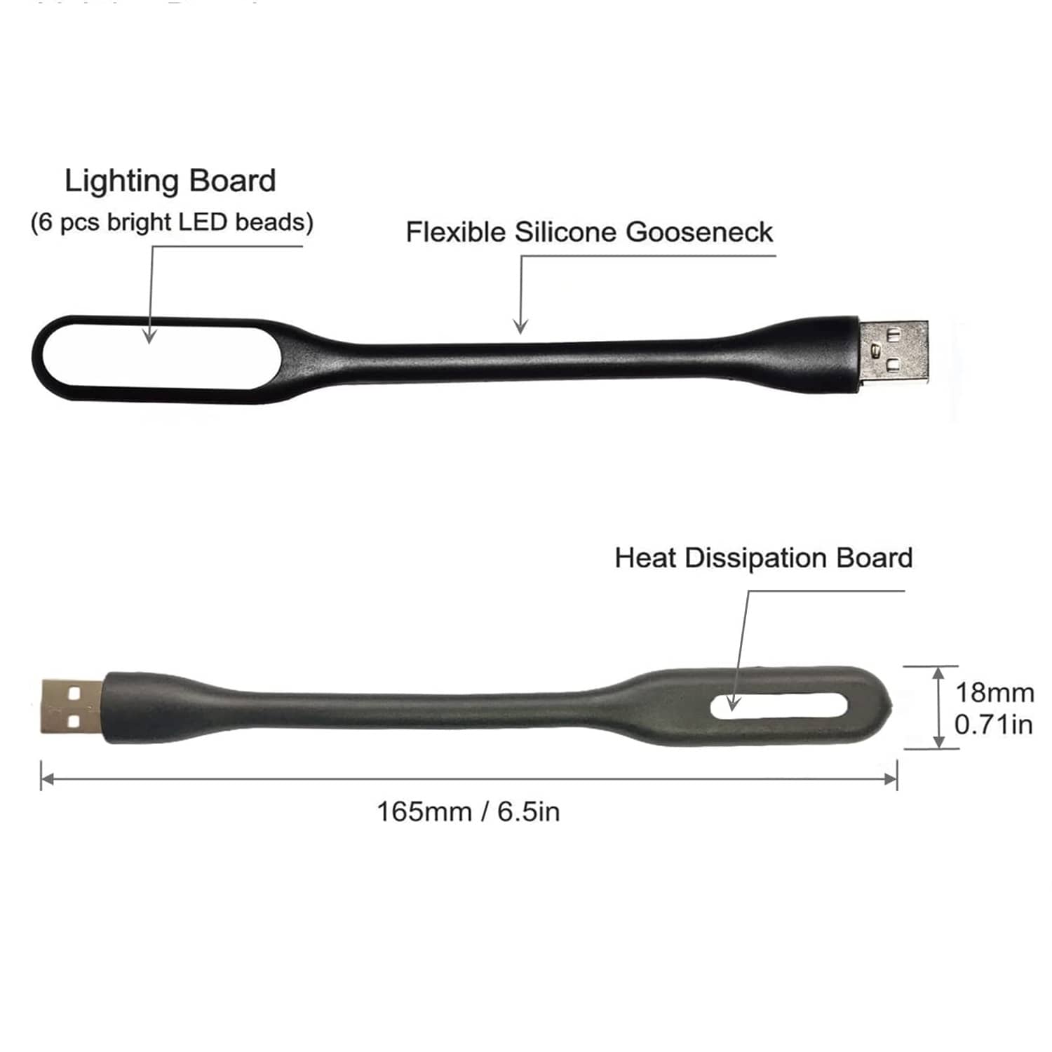 Lampara led flexible USB para portatil  Negro