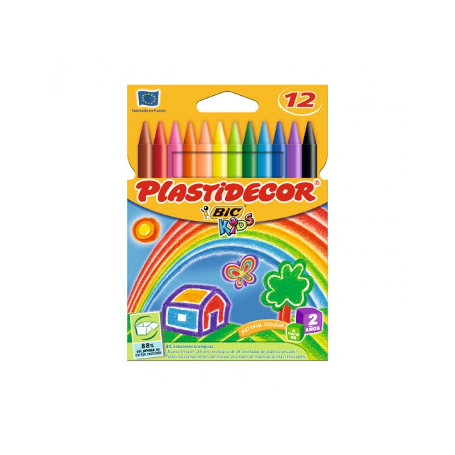 Lapices cera Plastidecor caja de 12 unidades  Multicolor