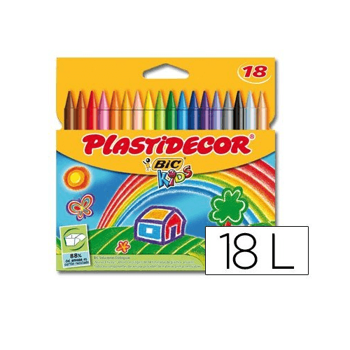 Lapices cera Plastidecor caja de 18 unidades  Multicolor
