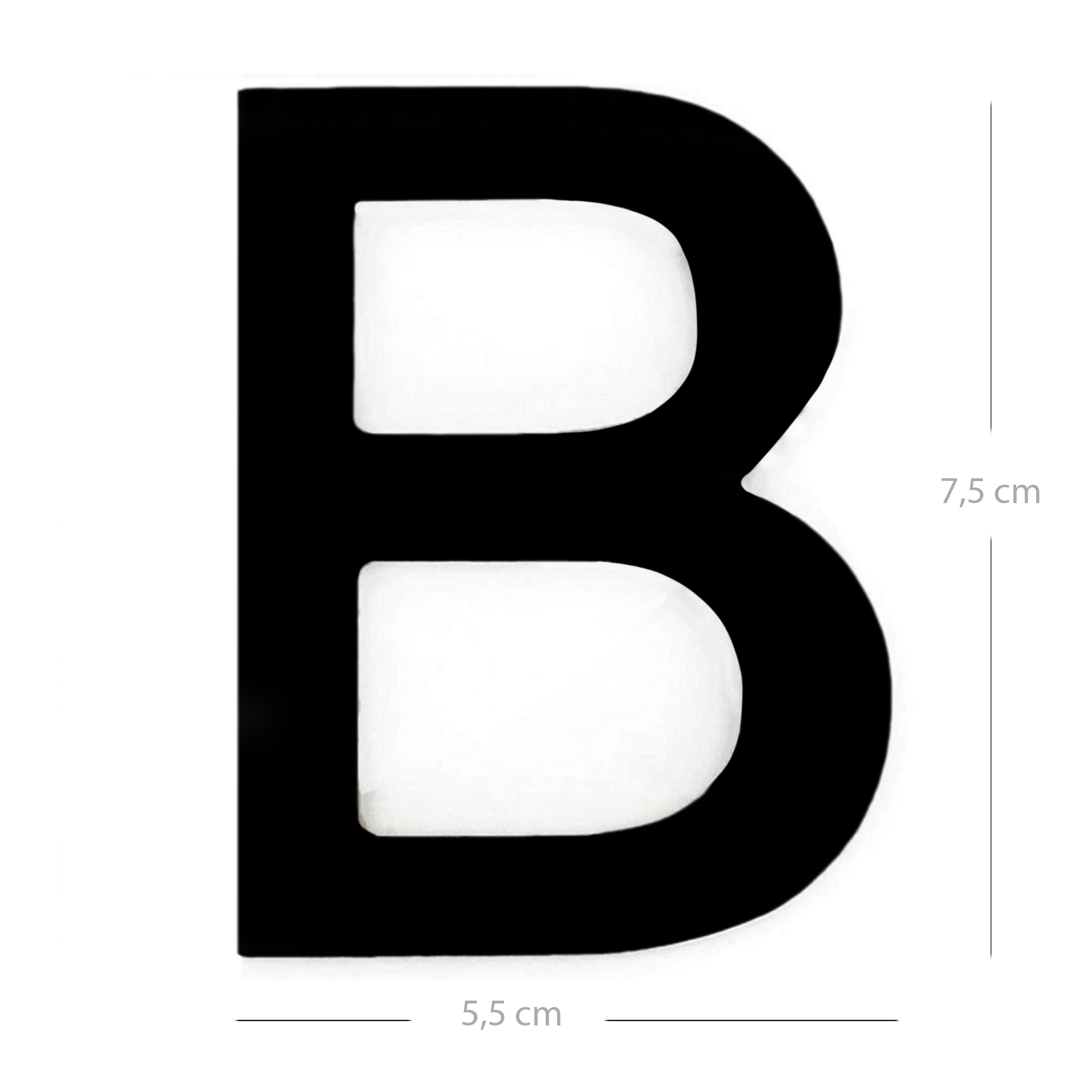 Letra B adhesivo en acero inoxidable 7.5 cm  Negro
