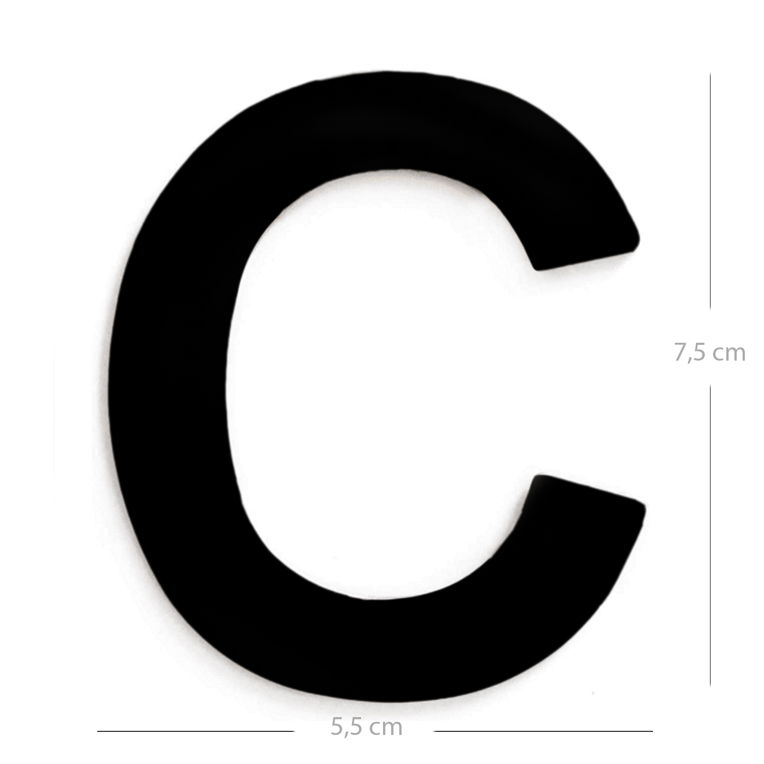 Letra C adhesivo en acero inoxidable 7.5 cm  Negro