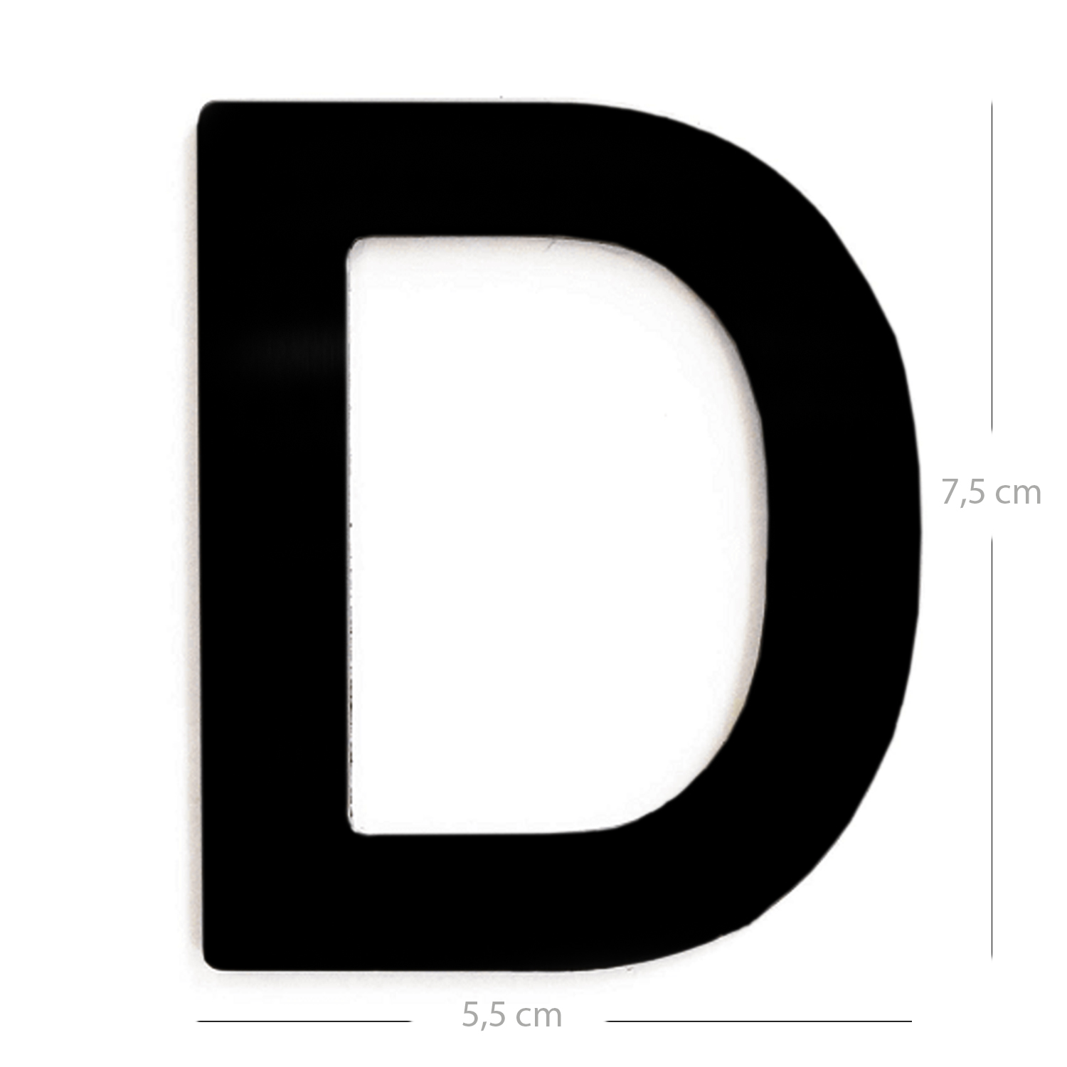 Letra D adhesivo en acero inoxidable 7.5 cm  Negro