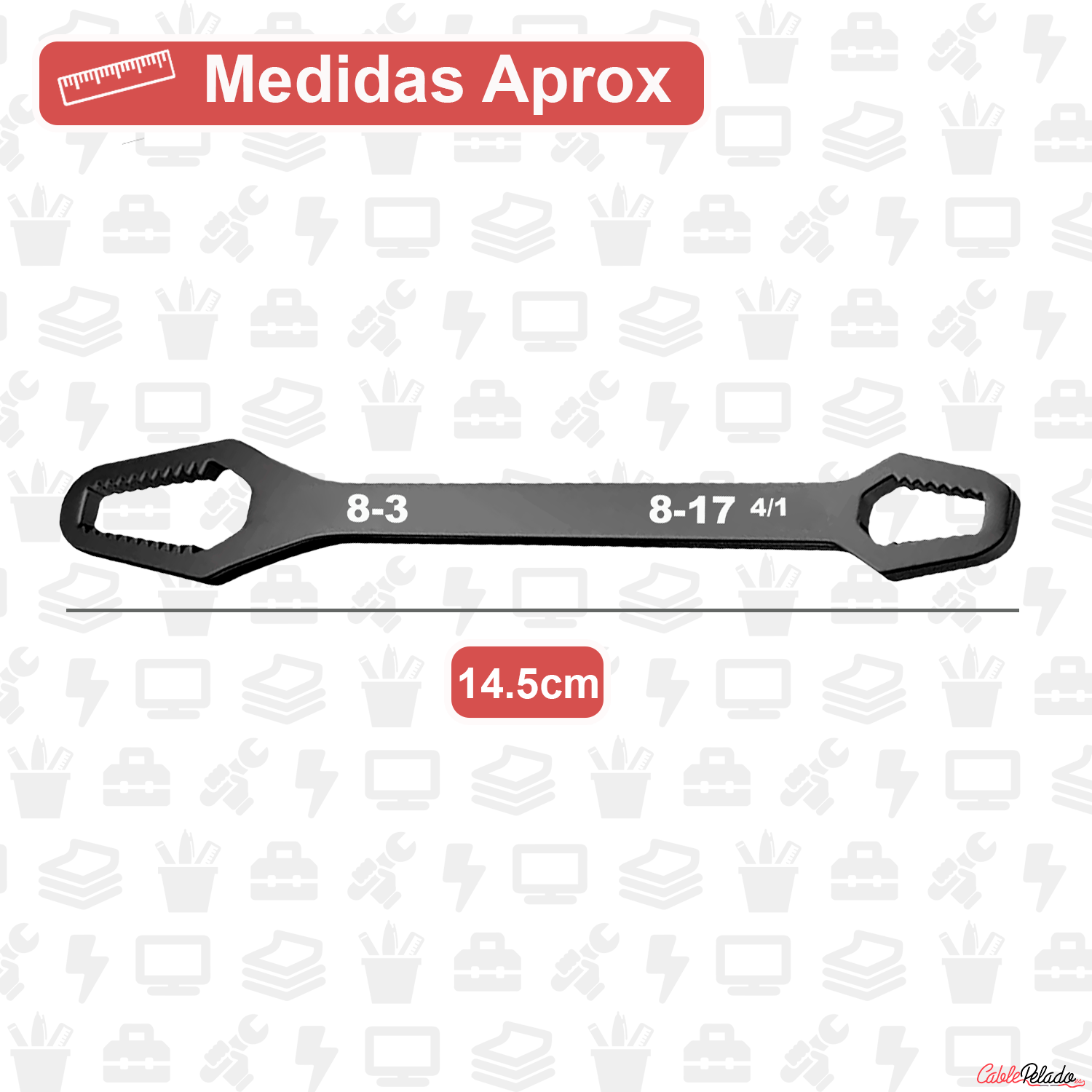 Llave Inglesa de doble extremo 3-8 , 8-17  Negro