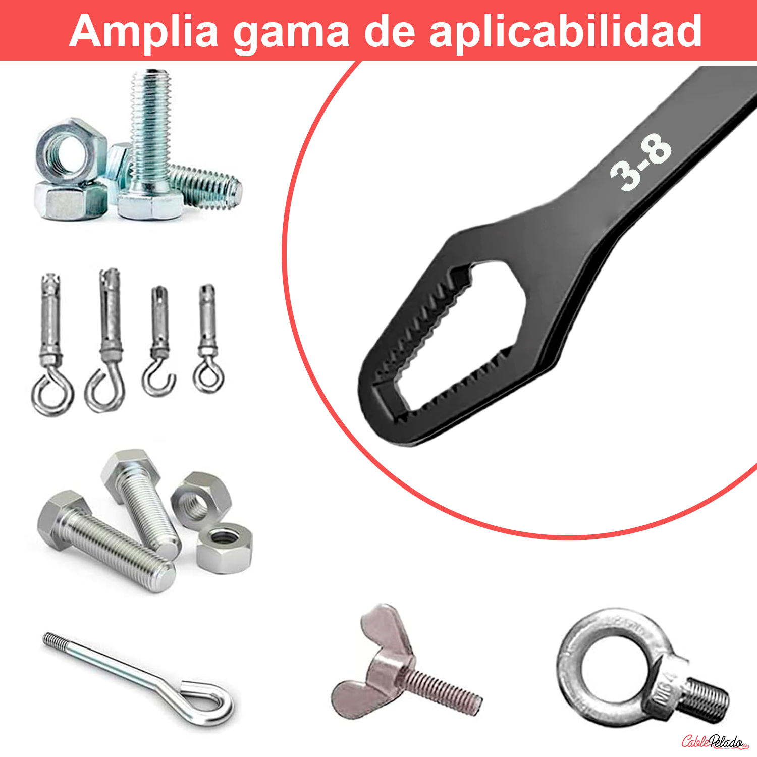 Llave Inglesa de doble extremo 3-8 , 8-17  Negro