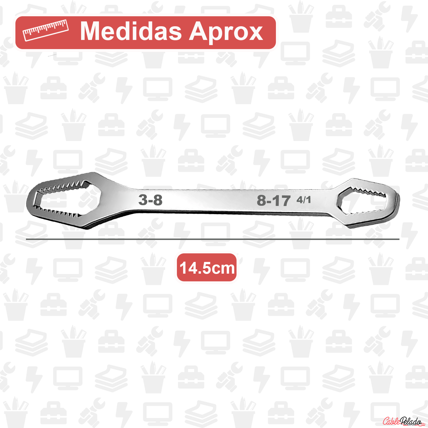 Llave Inglesa de doble extremo 3-8 , 8-17  Plateado