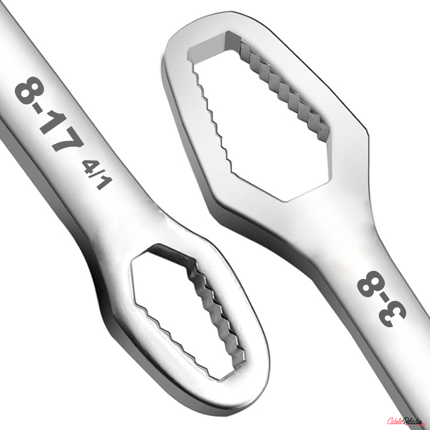 Llave Inglesa de doble extremo 3-8 , 8-17  Plateado
