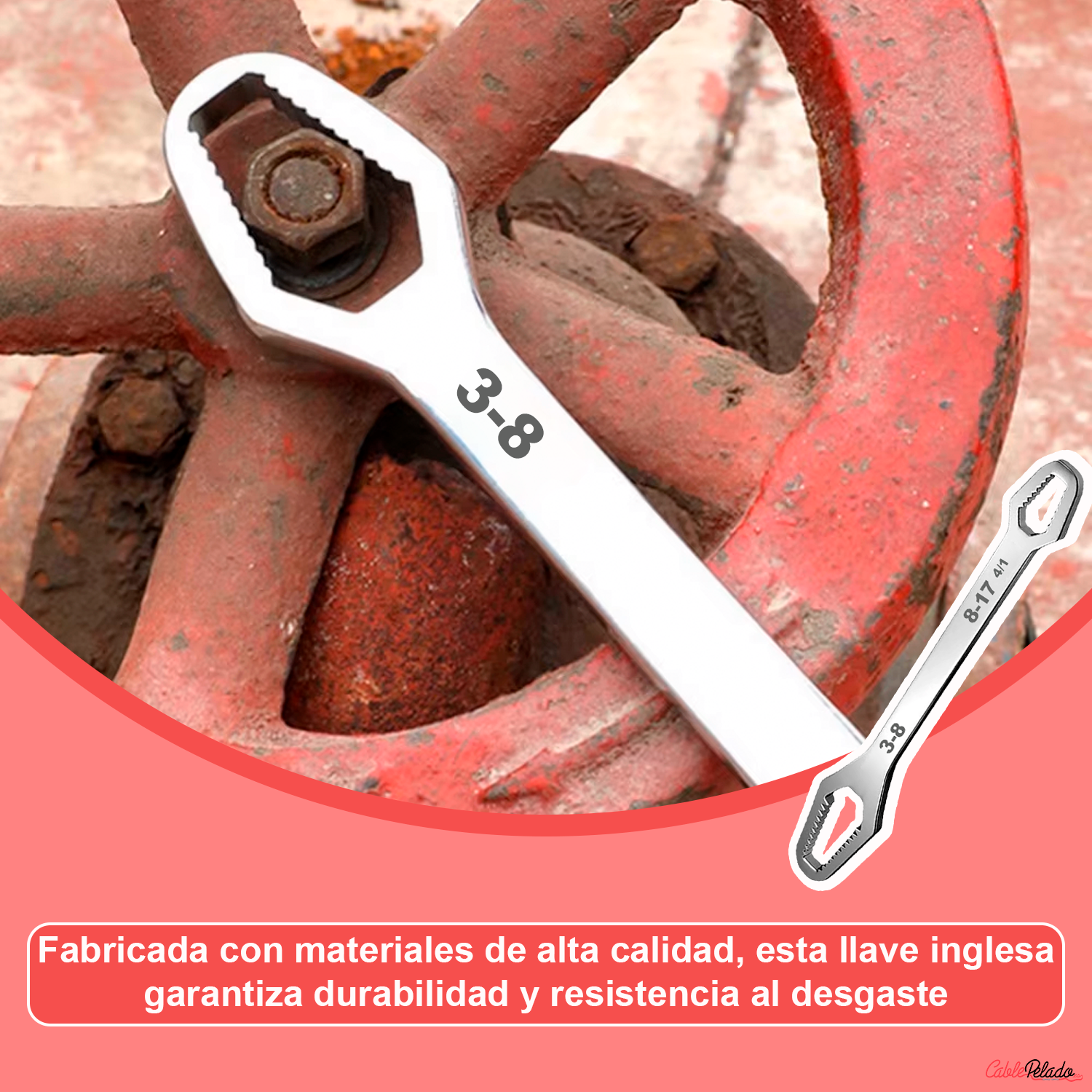 Llave Inglesa de doble extremo 3-8 , 8-17  Plateado