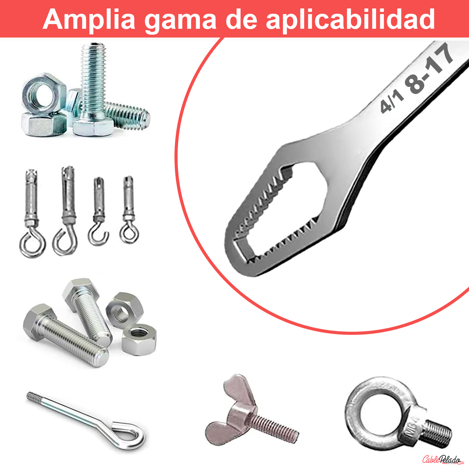 Llave Inglesa de doble extremo 3-8 , 8-17  Plateado