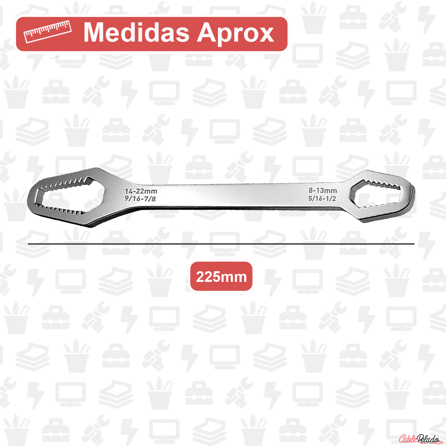 Llave Inglesa De Doble Extremo 8-13 14-22  Plateado