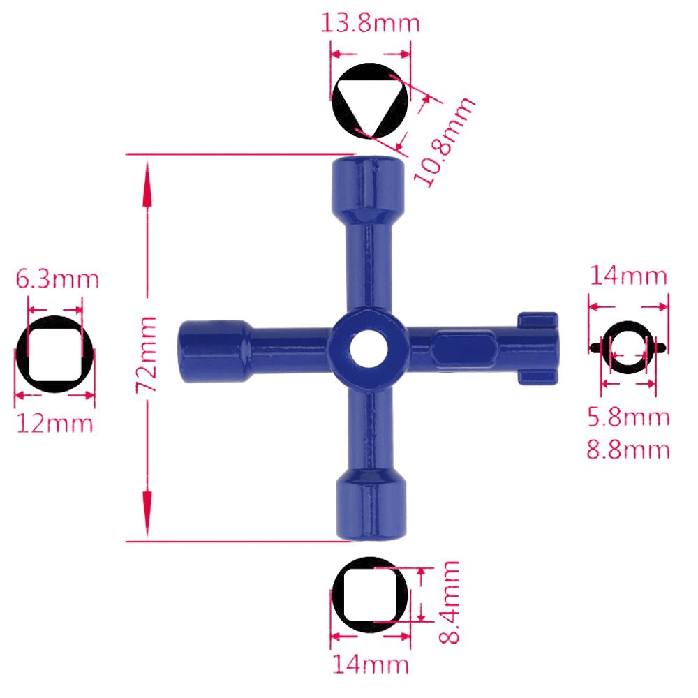 Llave Multifuncional de 4 puntas  Azul