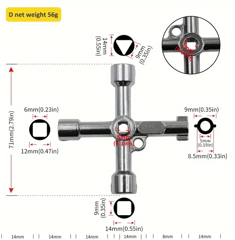 Llave Multifuncional de 4 puntas  Gris