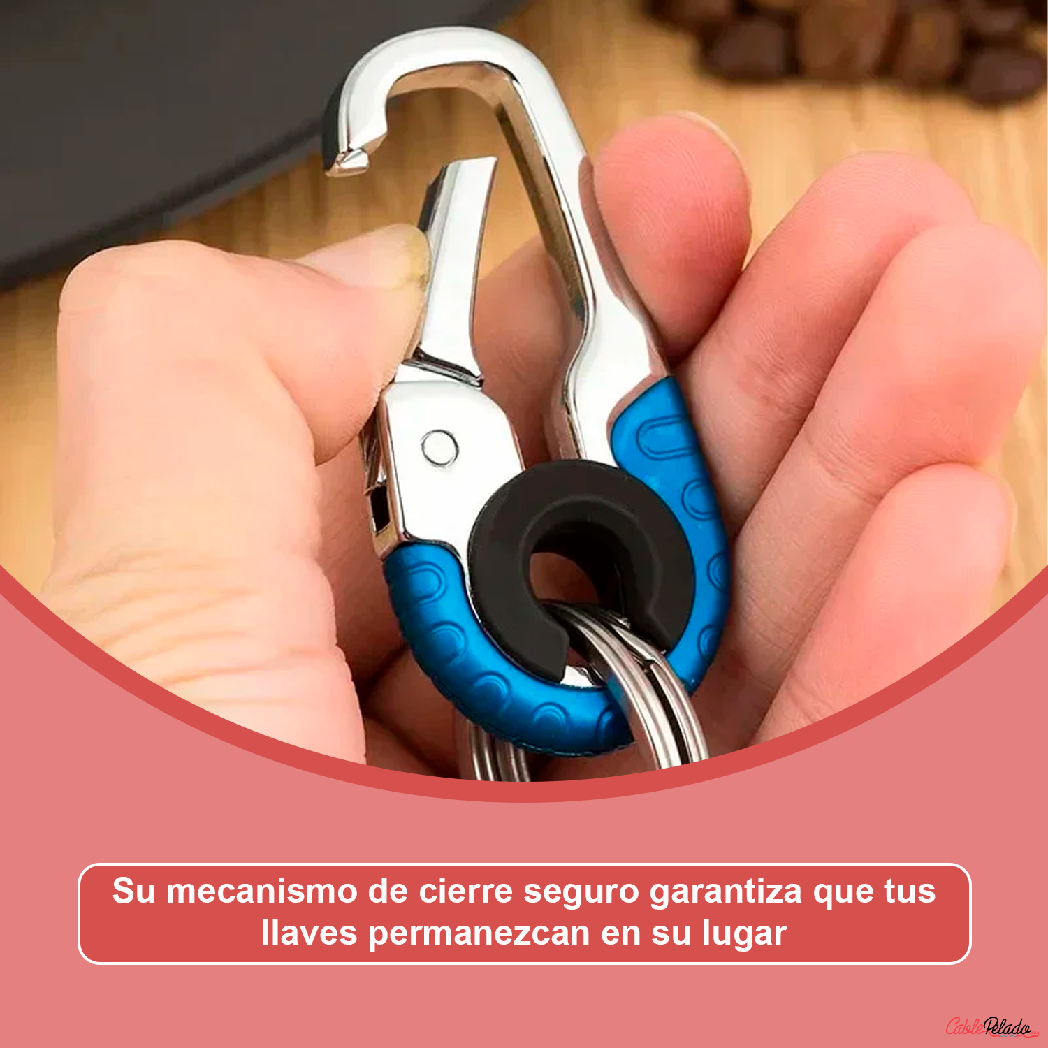 Llavero Mosquetón Antipérdida  Azul