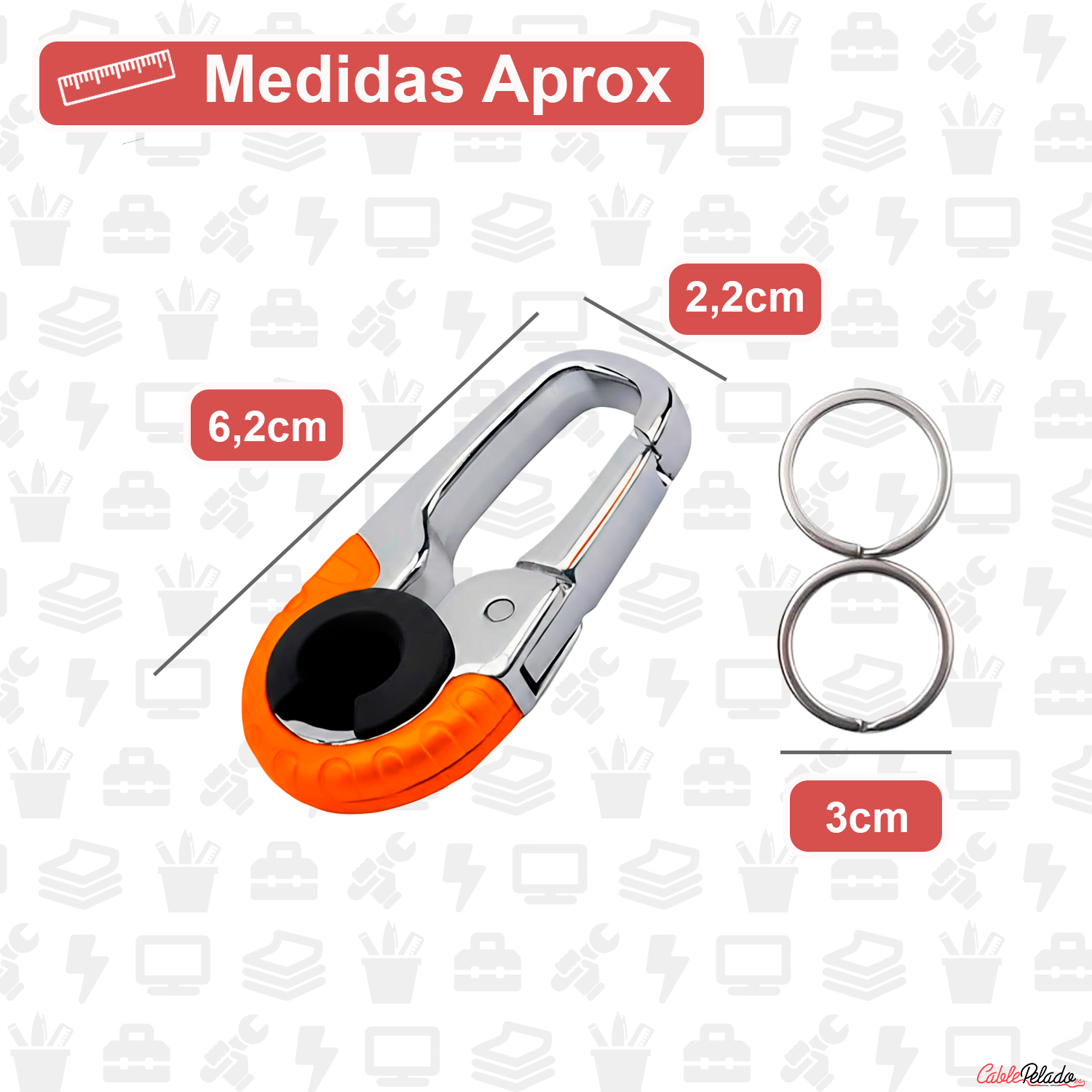 Llavero Mosquetón Antipérdida  Naranja