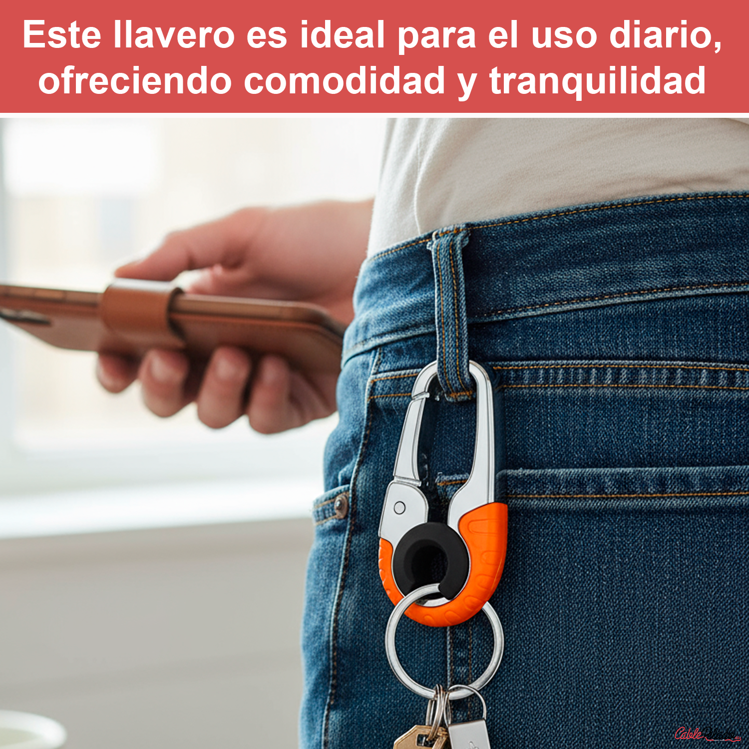 Llavero Mosquetón Antipérdida  Naranja