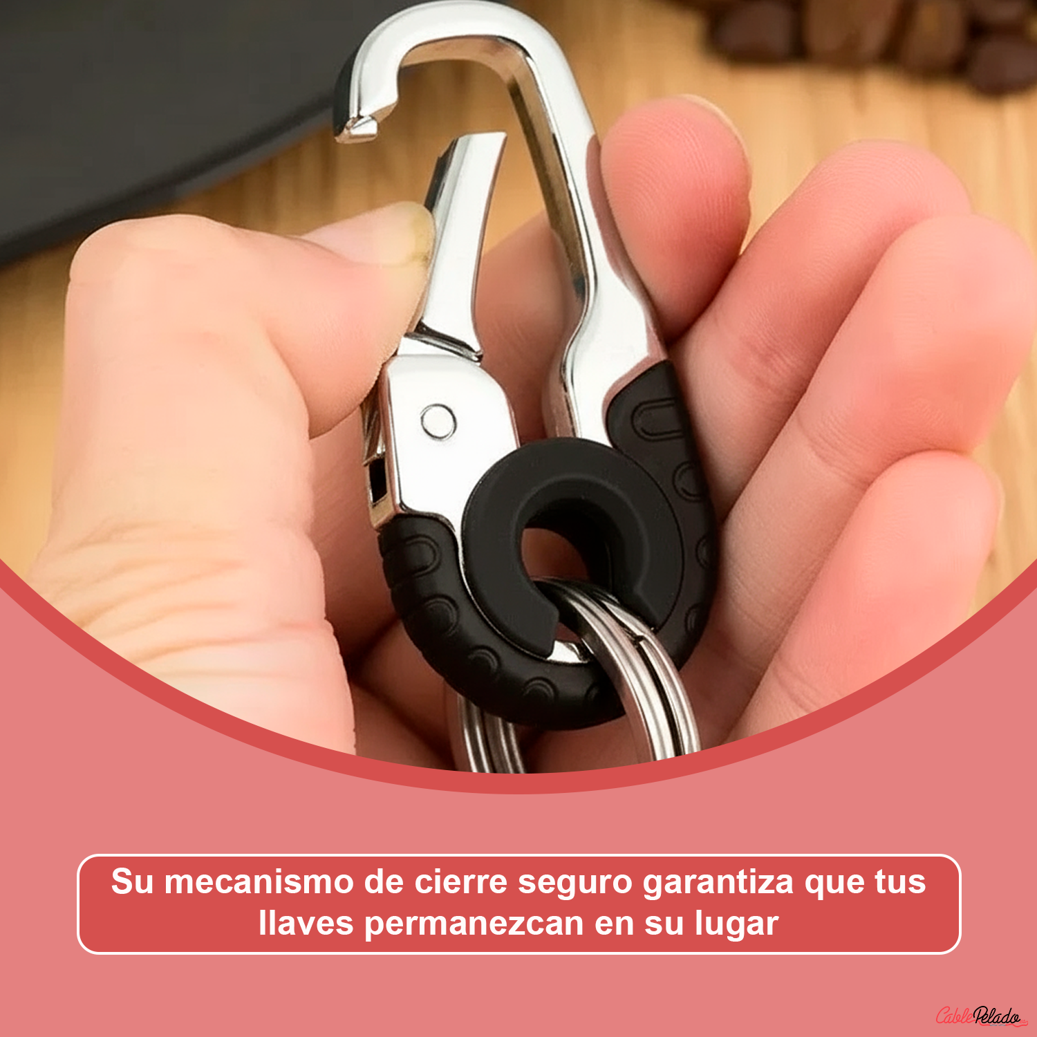 Llavero Mosquetón Antipérdida  Negro