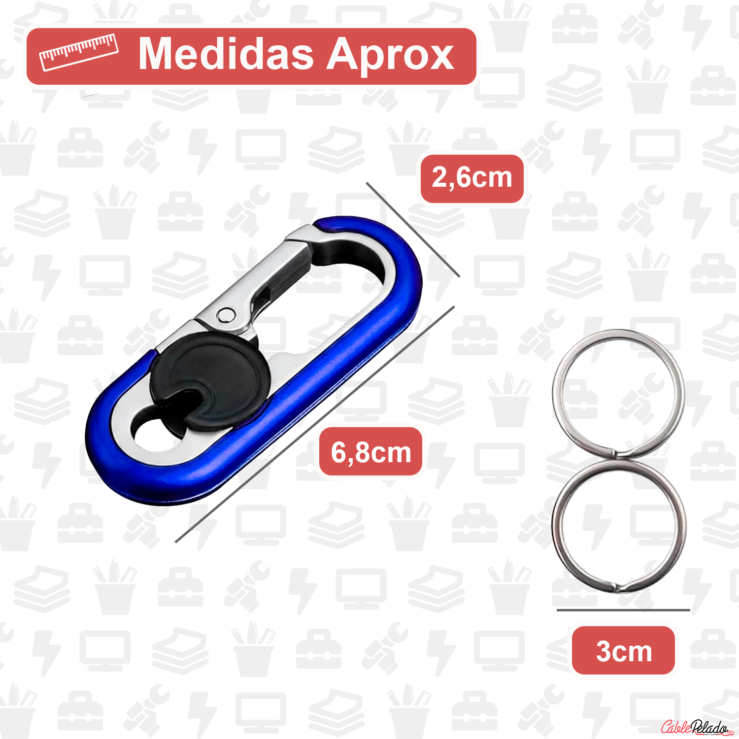 LLavero Mosquetón Antipérdida  v2  Azul