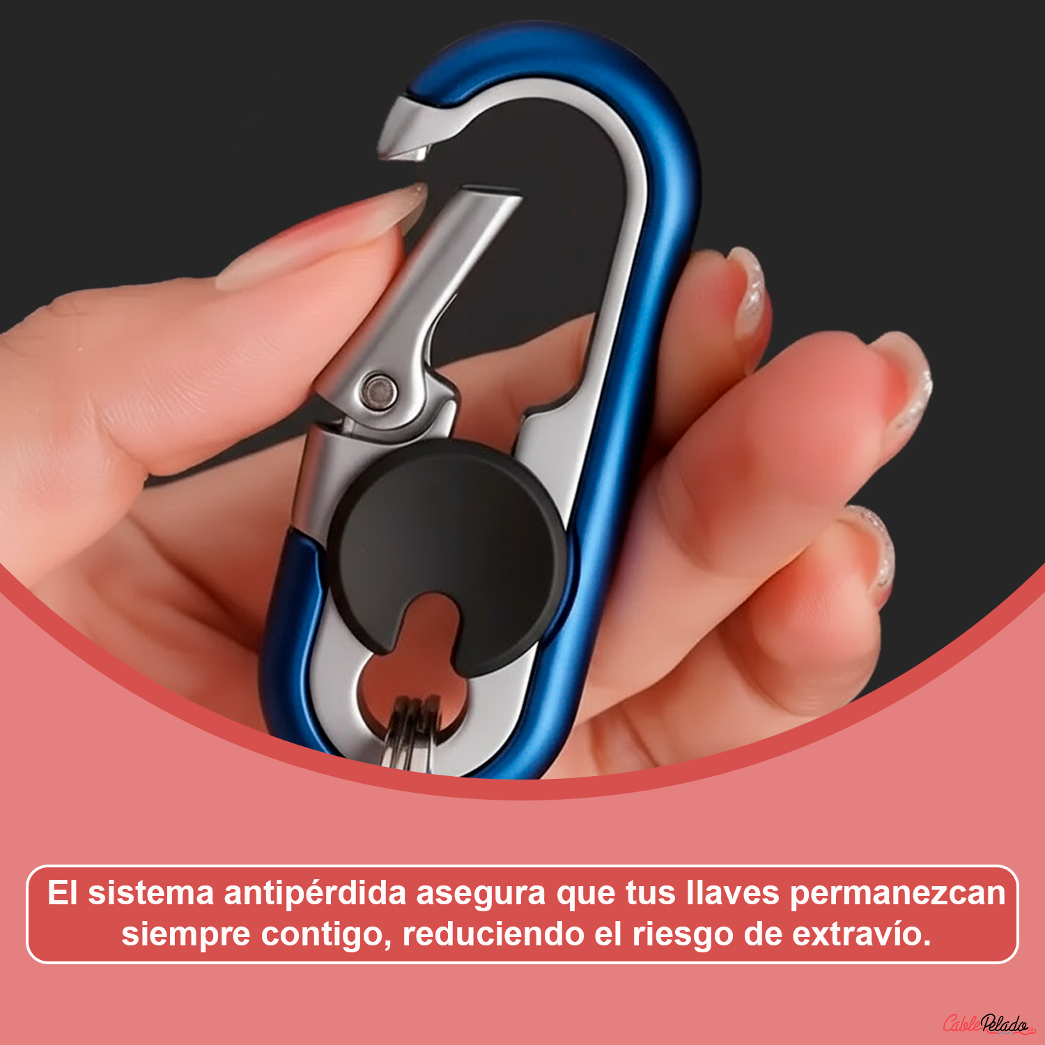 LLavero Mosquetón Antipérdida  v2  Azul