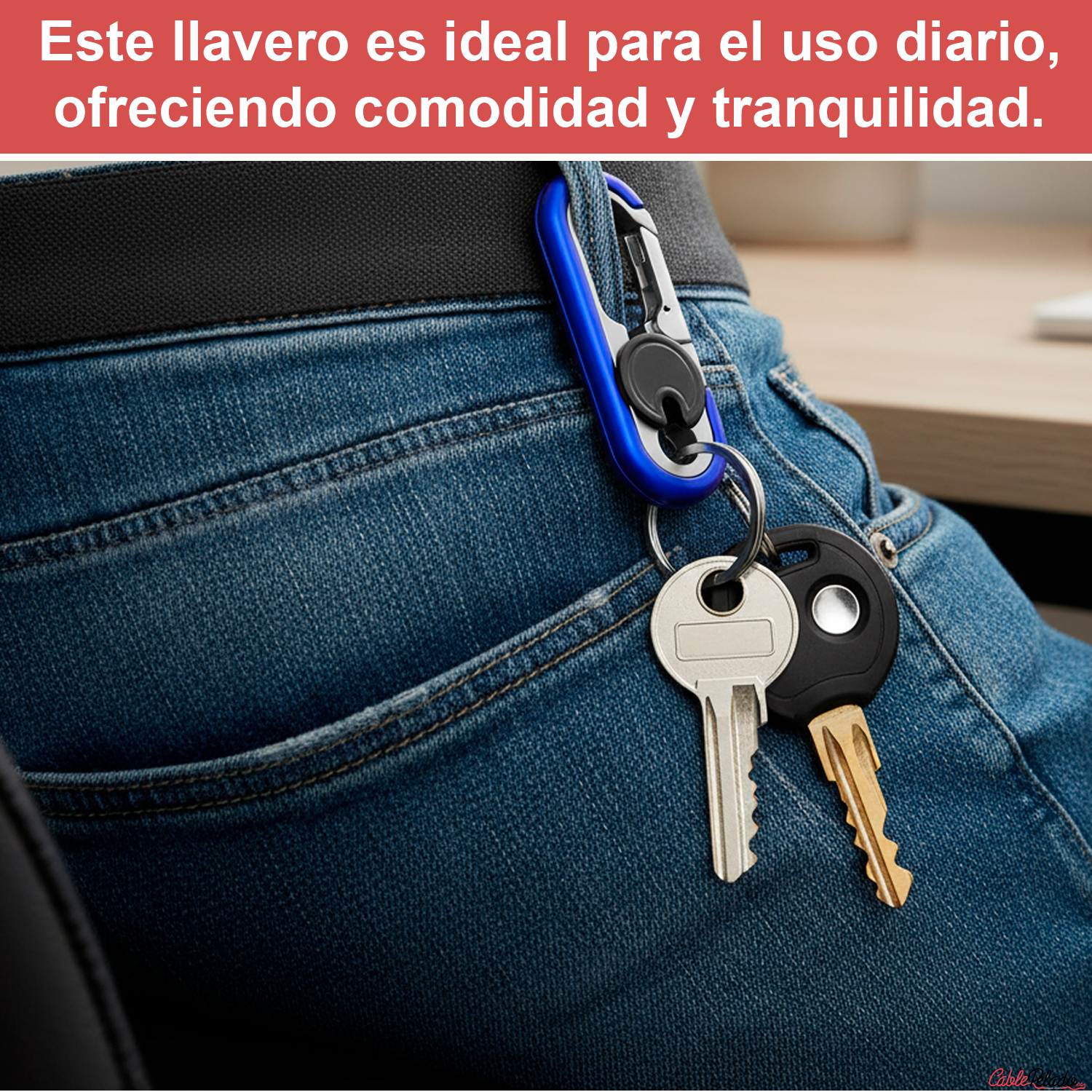 LLavero Mosquetón Antipérdida  v2  Azul