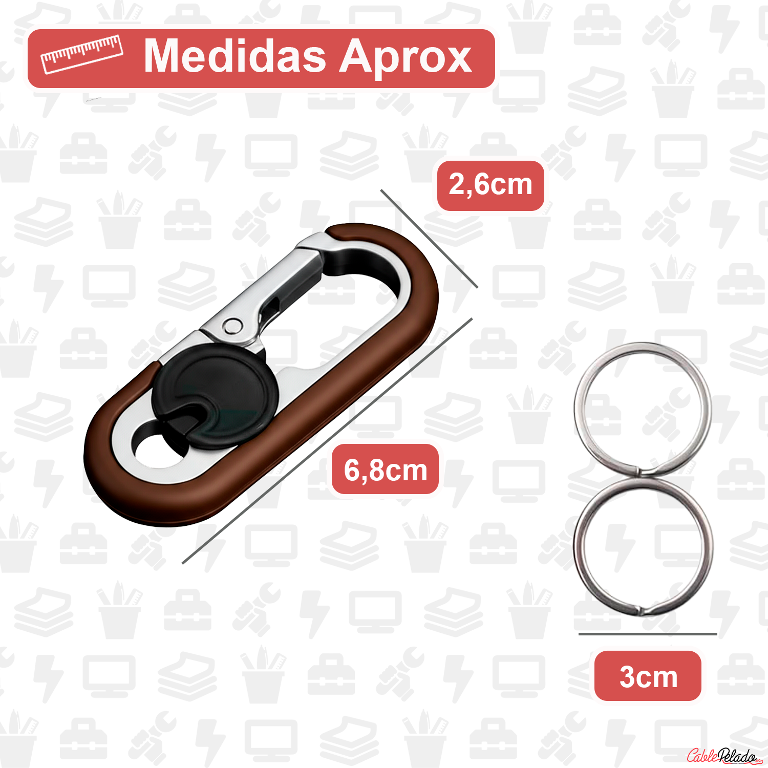 Llavero Mosquetón Antipérdida v2  Marron