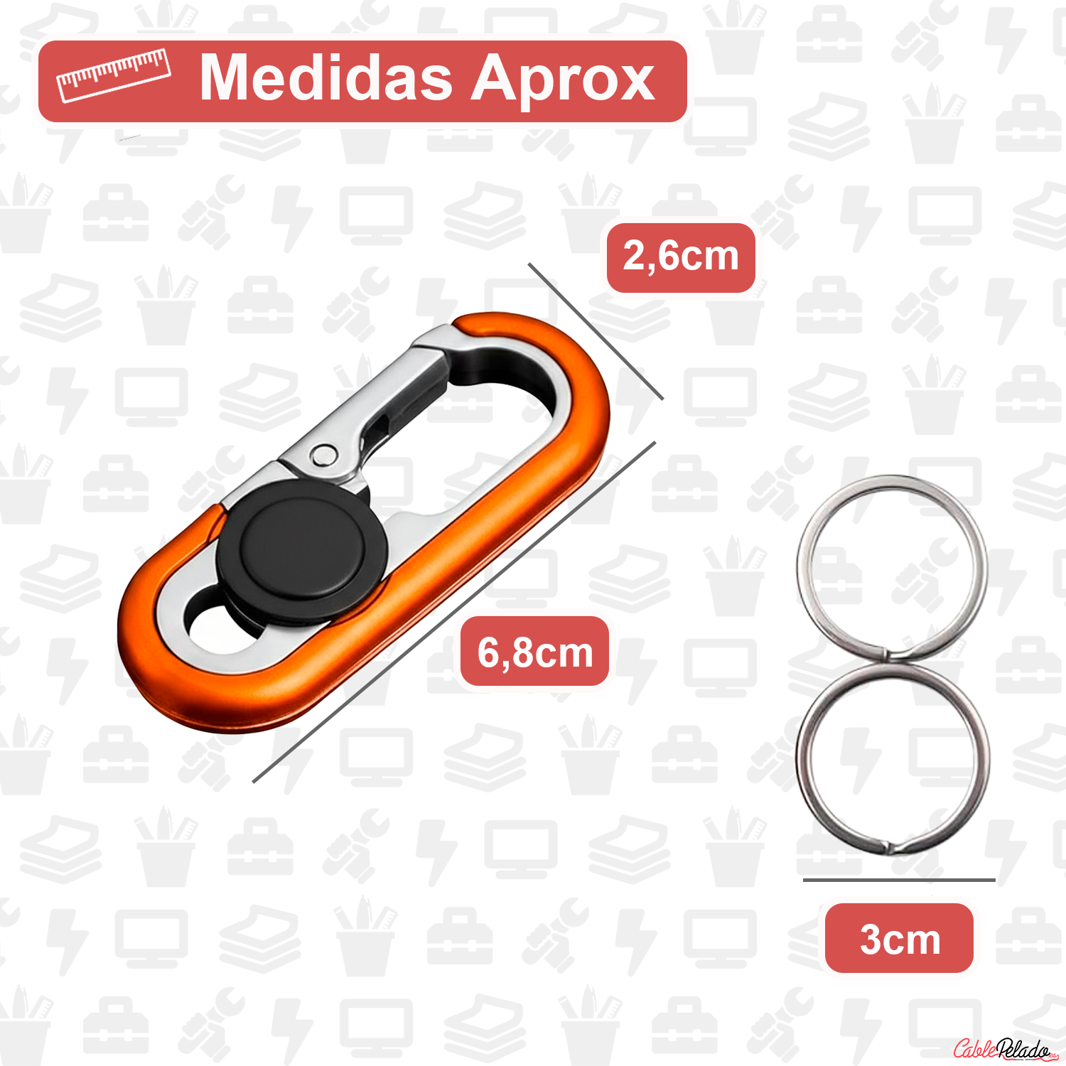 LLavero Mosquetón Antipérdida v2  Naranja