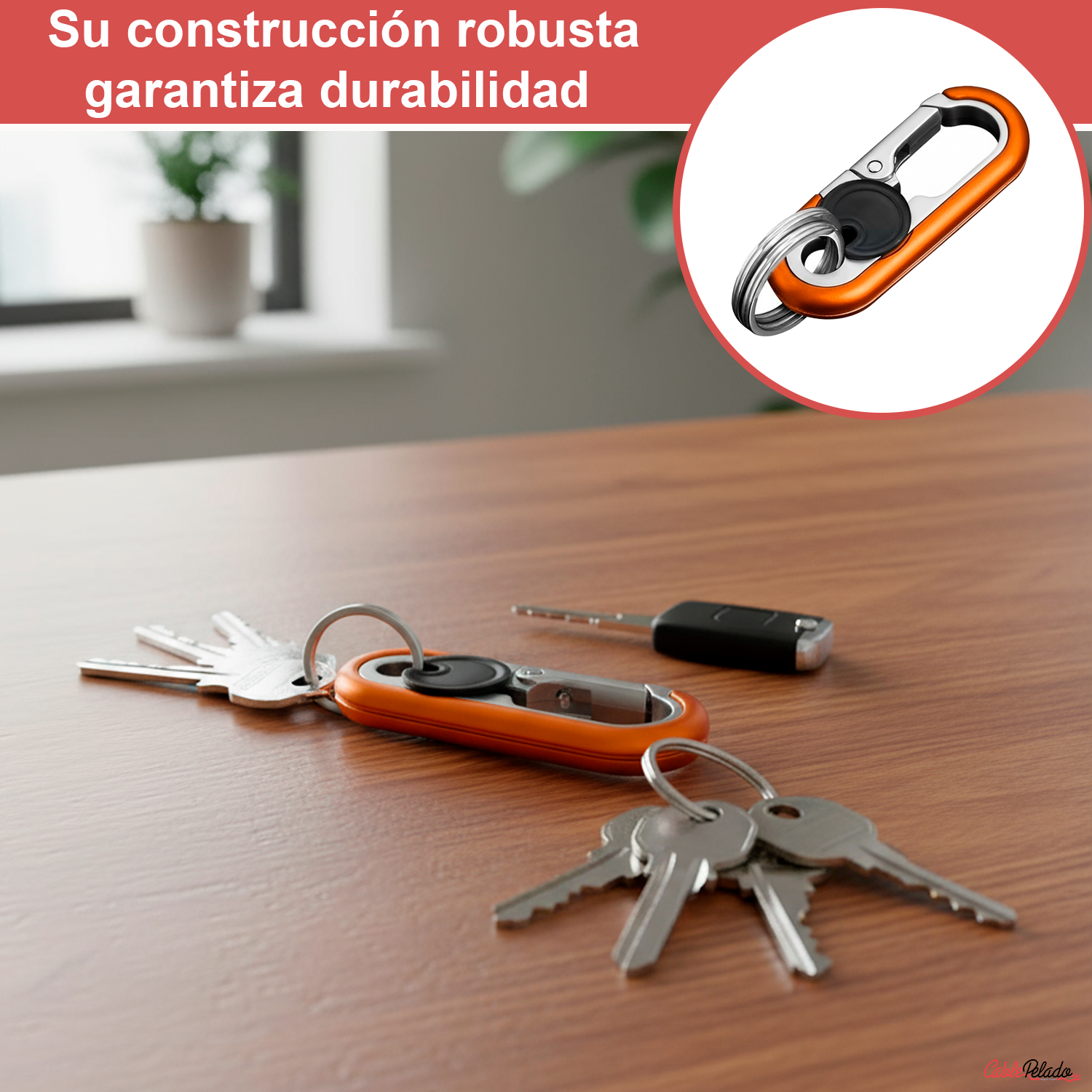 LLavero Mosquetón Antipérdida v2  Naranja