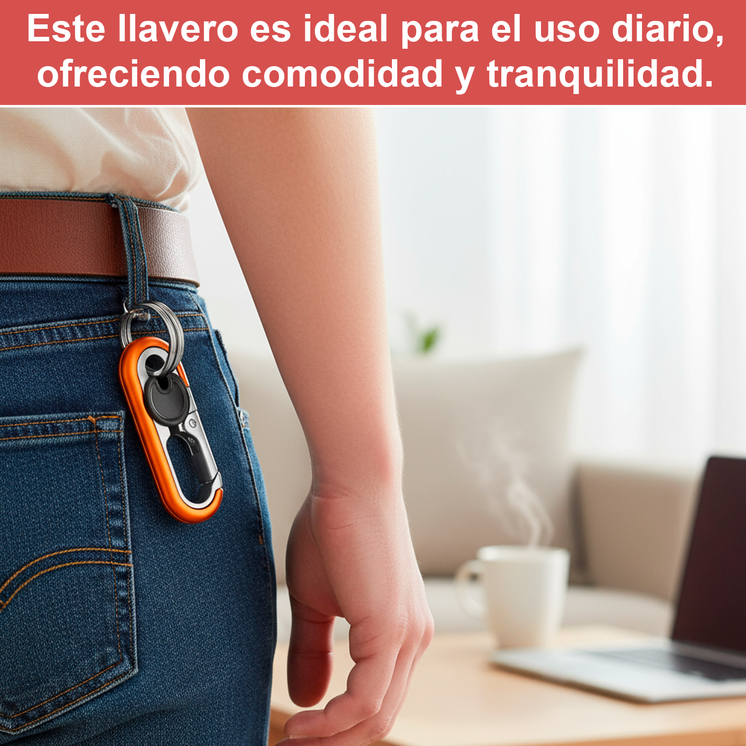 LLavero Mosquetón Antipérdida v2  Naranja