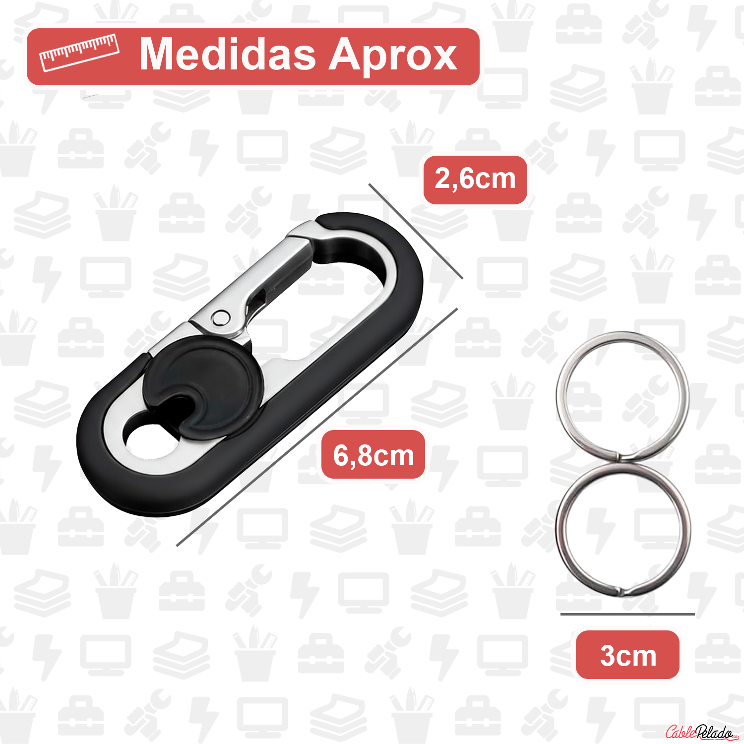 Llavero Mosquetón Antipérdida v2  Negro