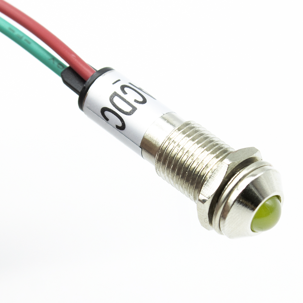 Luz LED piloto de 8mm 12V DC  Amarillo