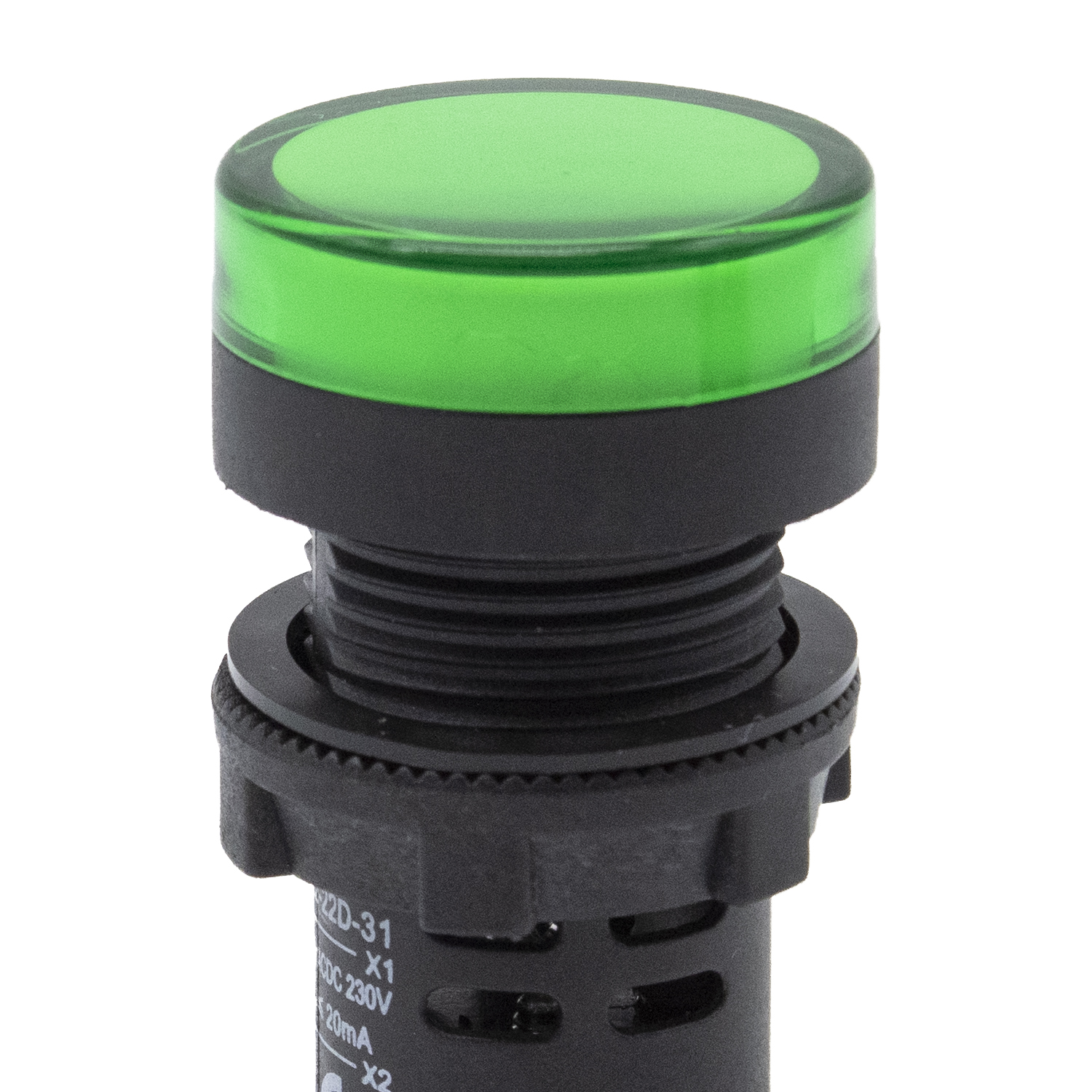 Luz piloto LED de 30 mm para paneles de control 230 VAC  Verde