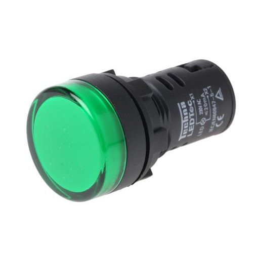 Luz piloto LED de 22 mm para paneles de control 230 VAC Verde