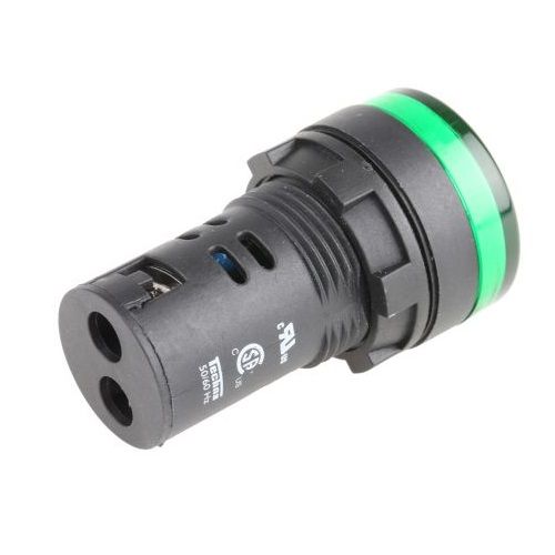 Luz piloto LED de 22 mm para paneles de control 230 VAC Verde