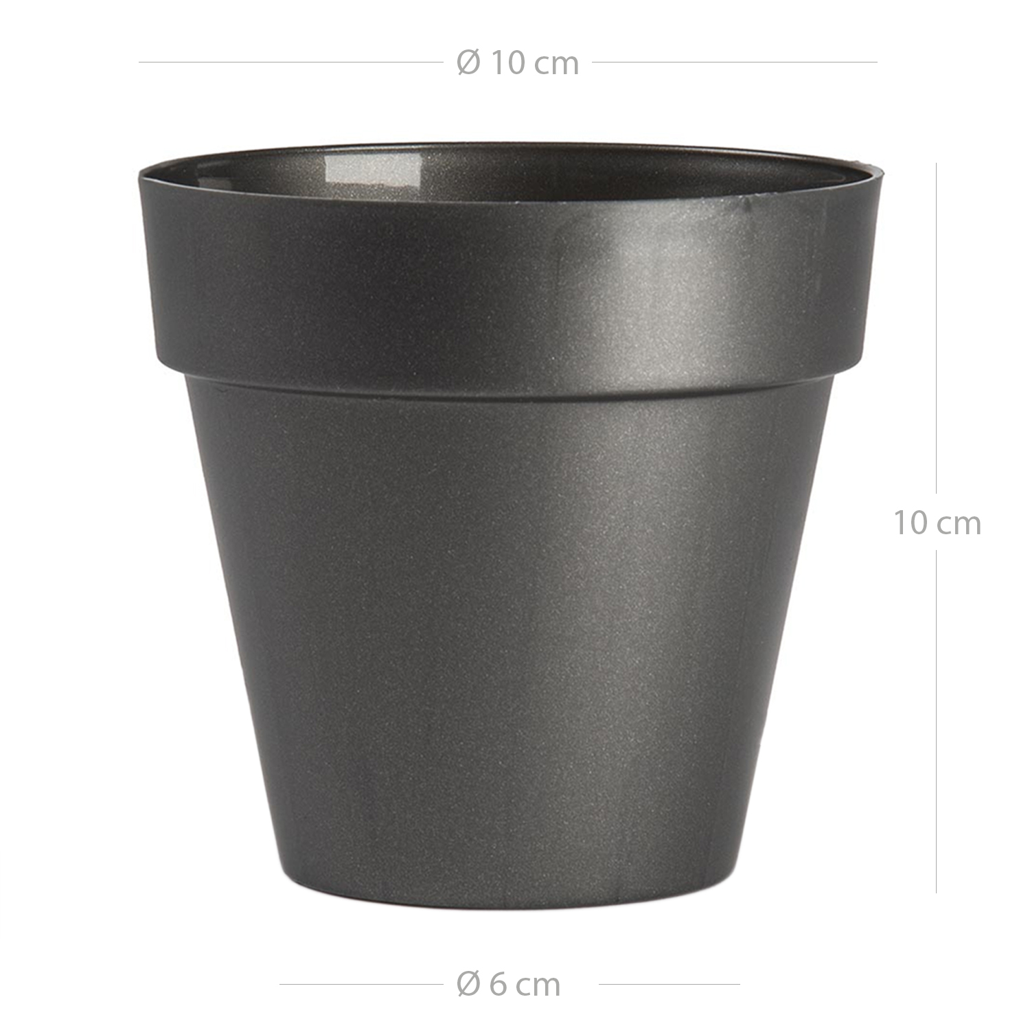 Macetero clasico rendondo de plastico 10 cm Negro