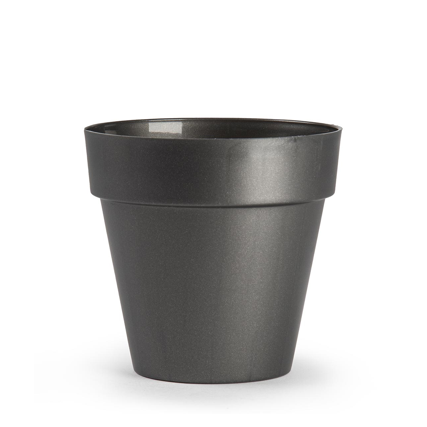 Macetero clasico rendondo de plastico 14 cm Negro